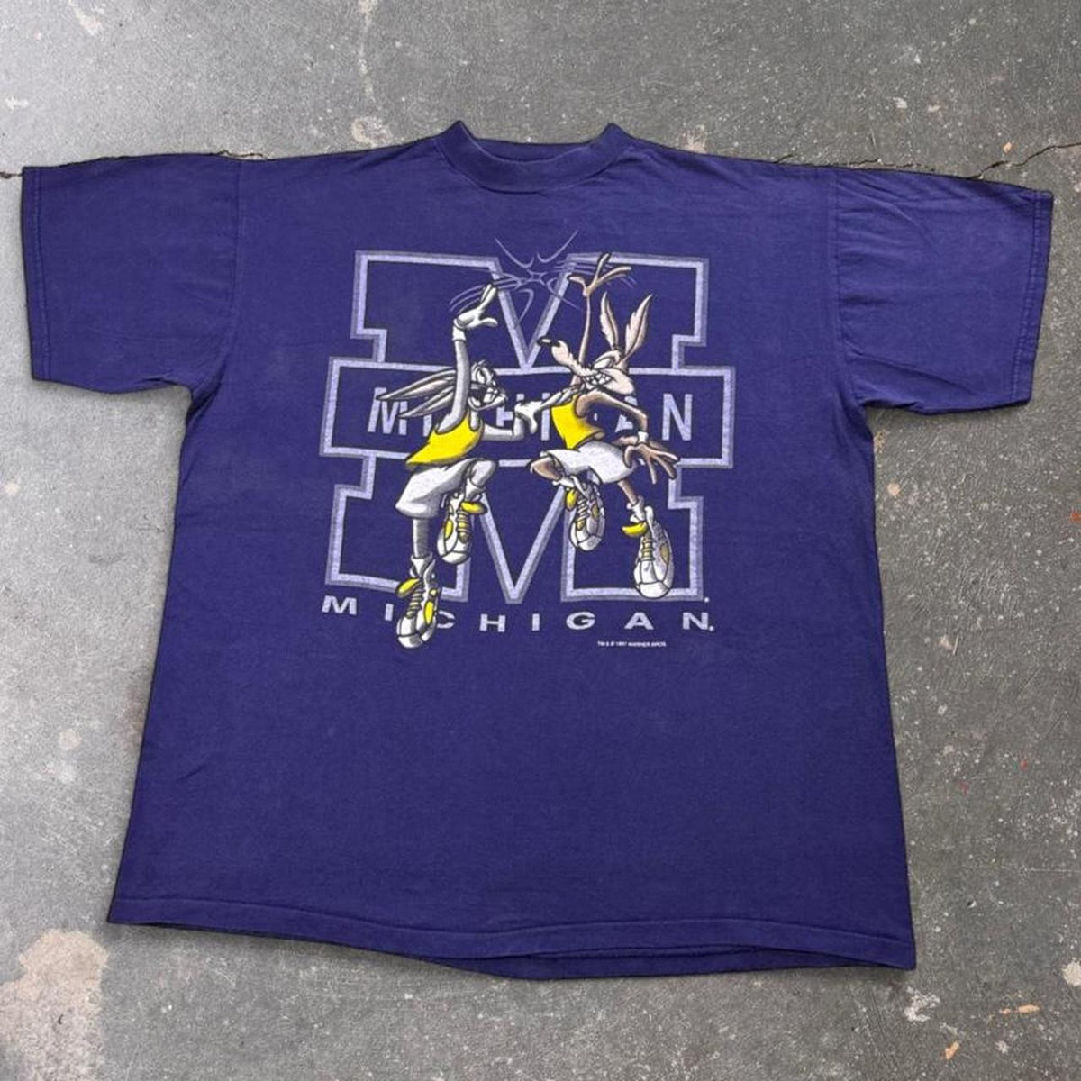 1997 Michigan Wolverines Looney Tunes Basketball Graphic Tee | XL