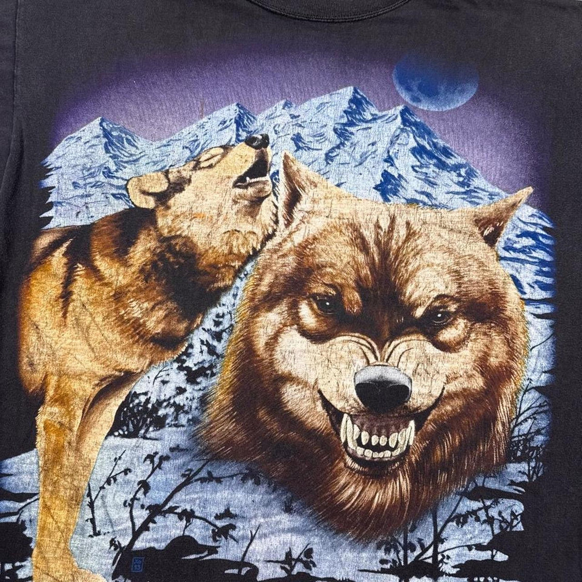 1990s Wolf Mountain Moon All Over Graphic Tee Francis Graffiti | Extra Large