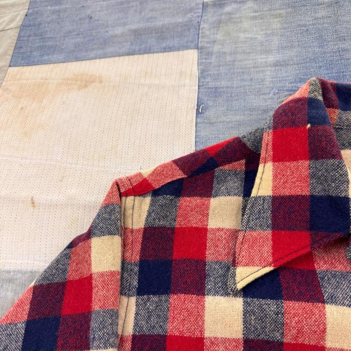 1950s TruVal Plaid Loop Collar Wool Shirt | XL