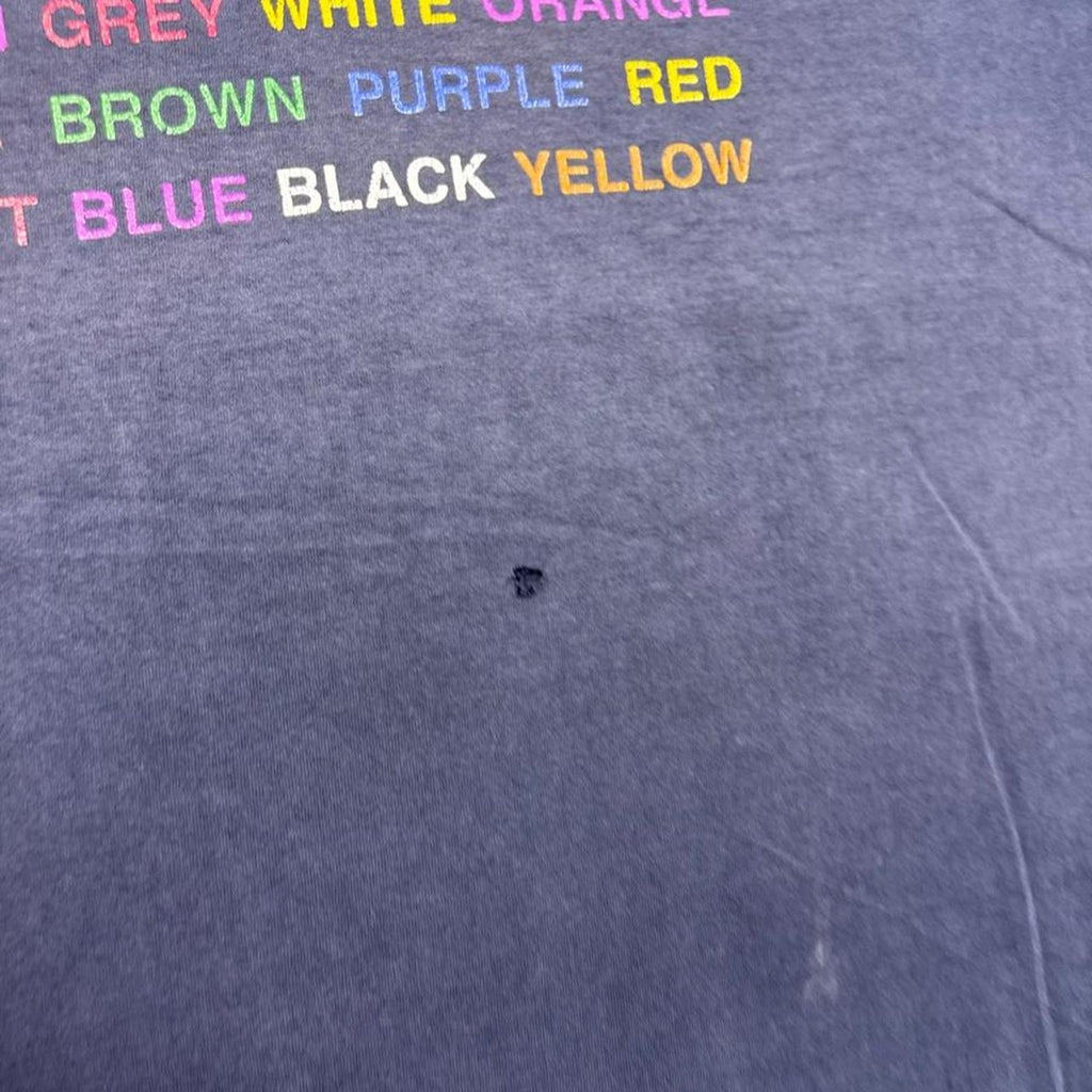 1990s Fruit of the Loom Color Word Puzzle Graphic Tee Navy | XXL