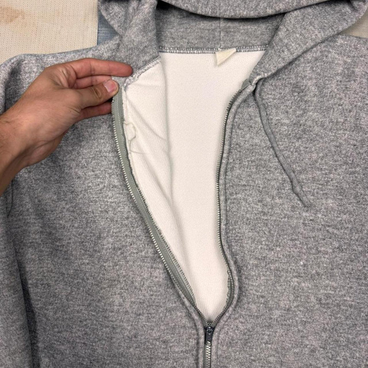 1970s Heather Grey Zip Up Hoodie | XL