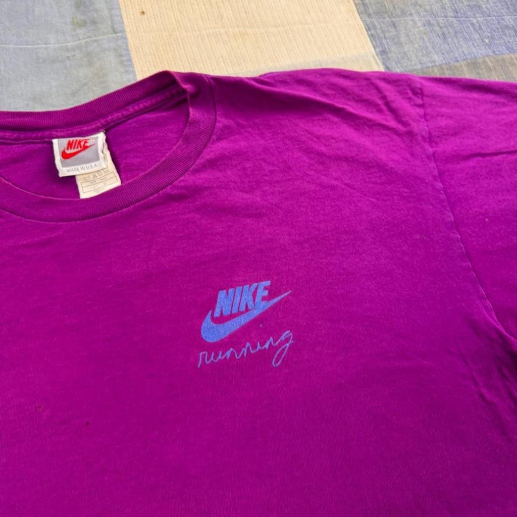 1990s Nike Running Neon Graphic Tee | Large