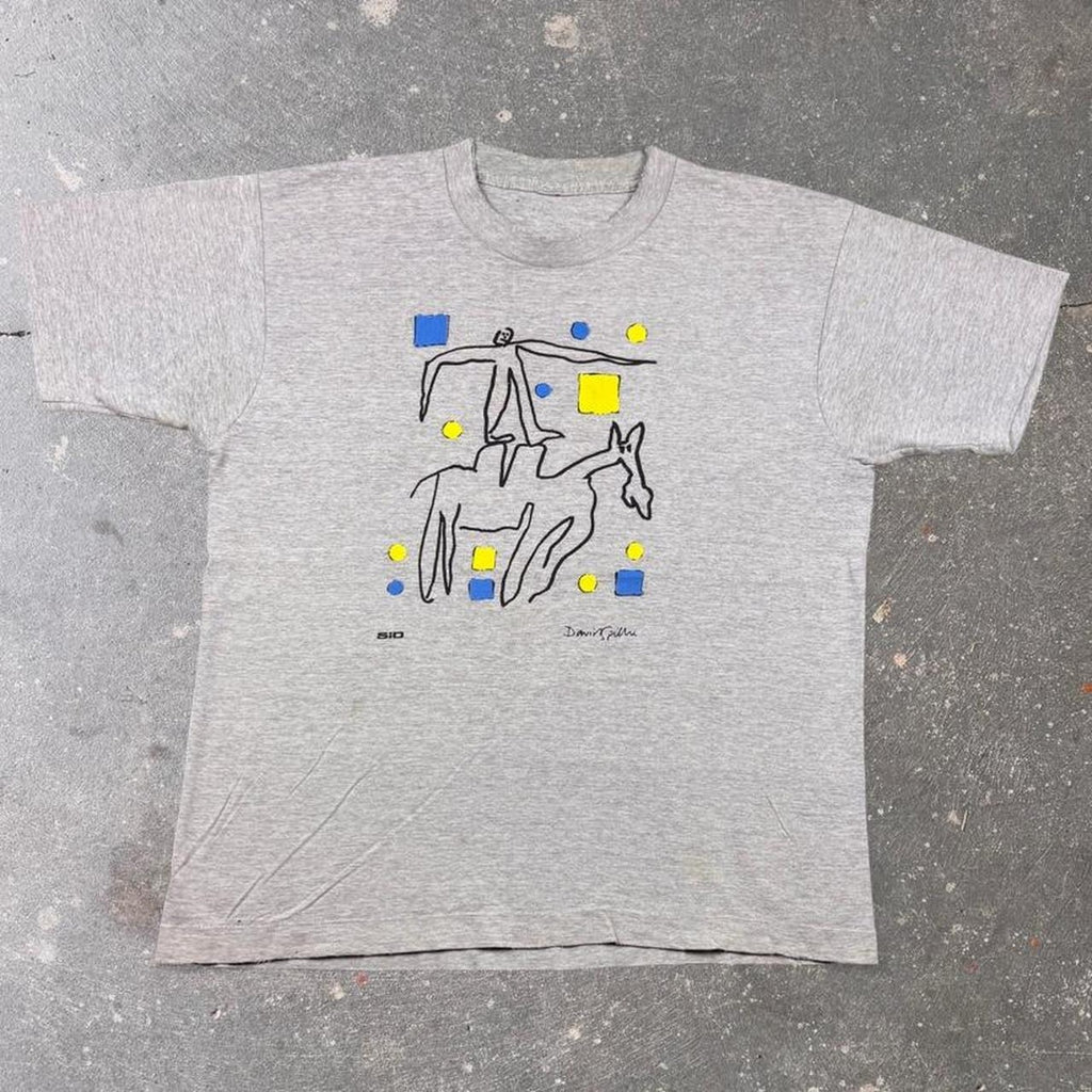 1990s David Spiller Abstract Donkey Rider Art Graphic Tee | Extra Large
