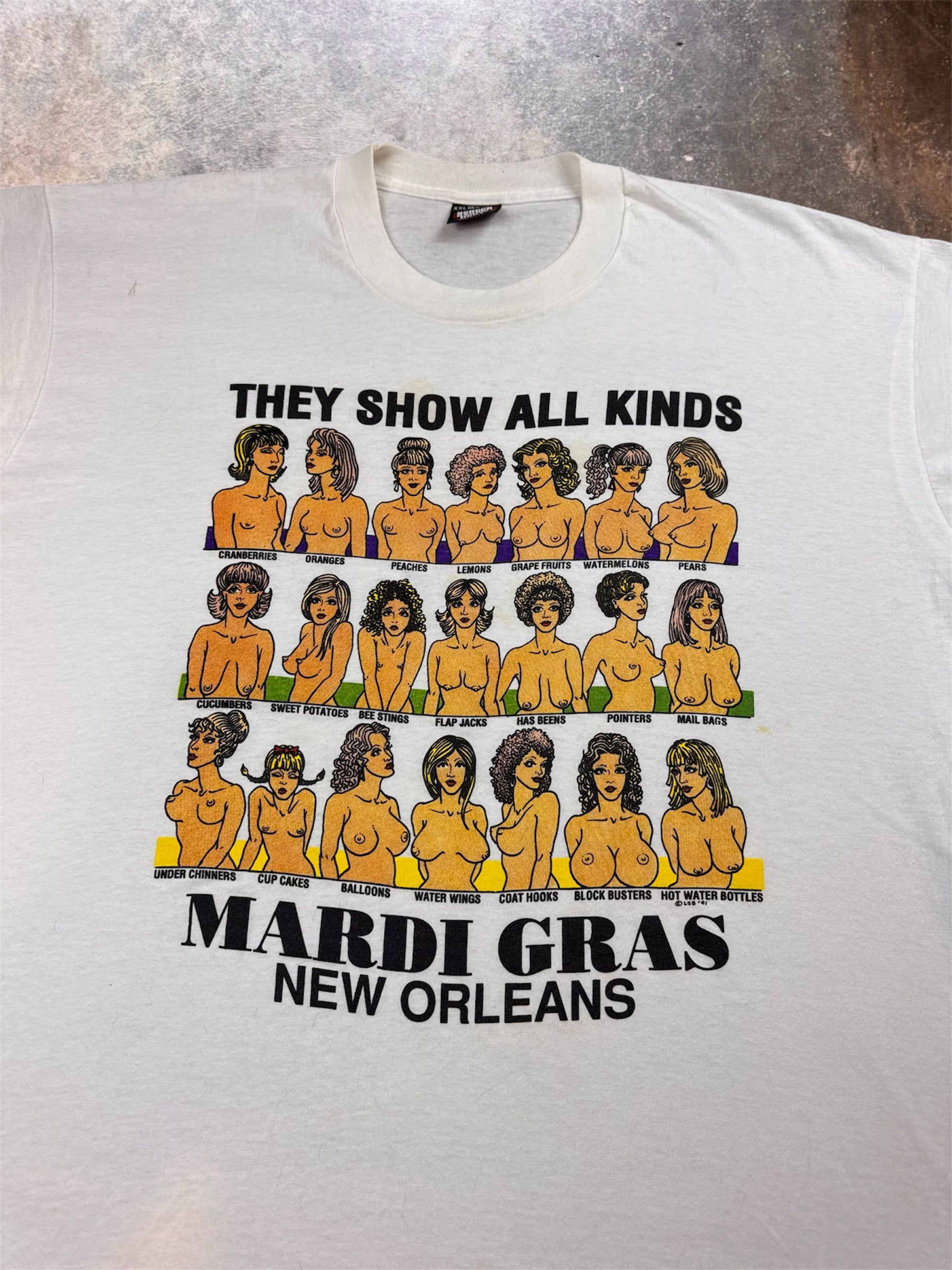 1990s New Orleans Mardi Gras Boob T Shirt | XXL