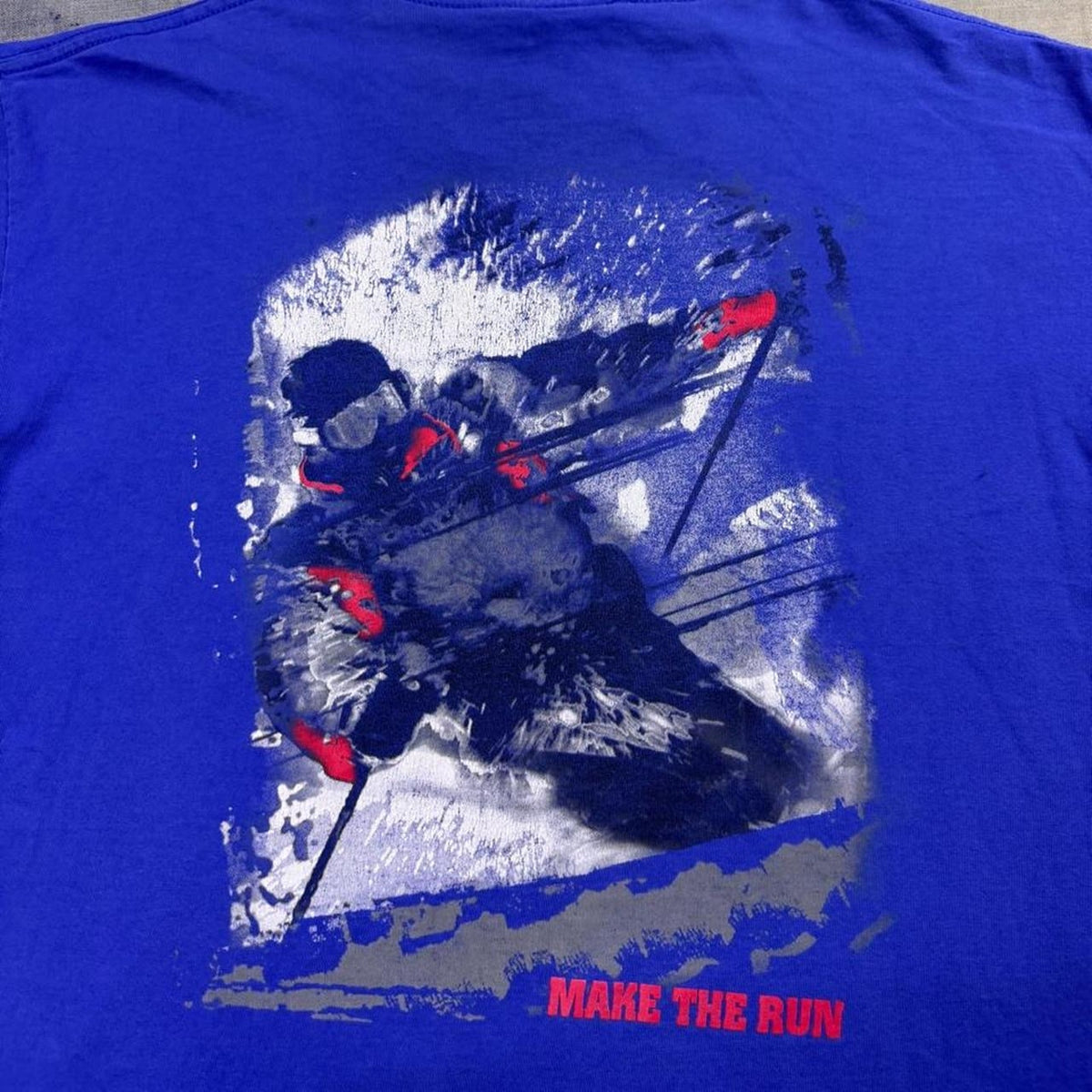 1990s “Make the Run” Ski Graphic Pocket Tee | XL