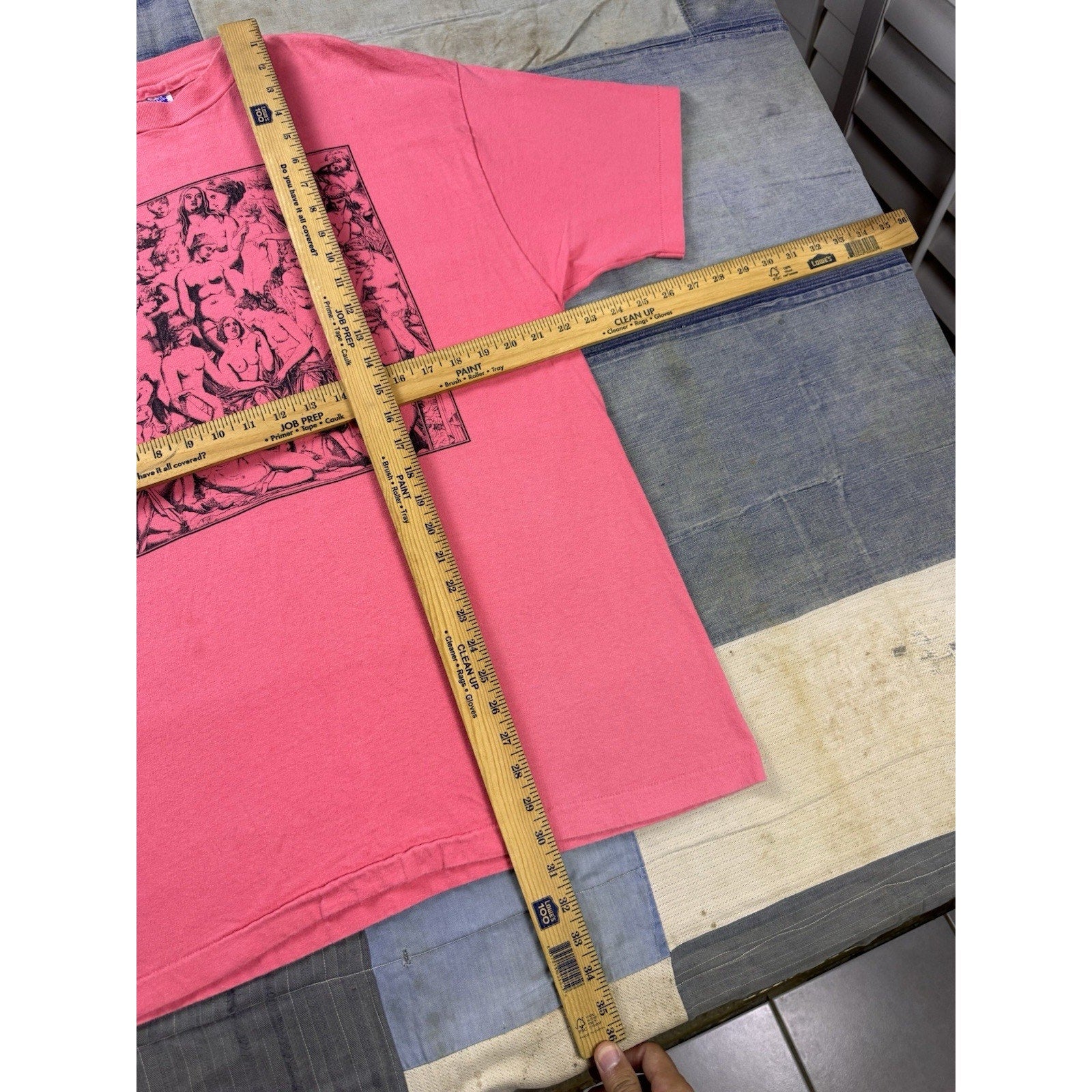 Vintage Hanes Beefy Pink Art Museum Nude Renaissance Graphic T Shirt XL USA