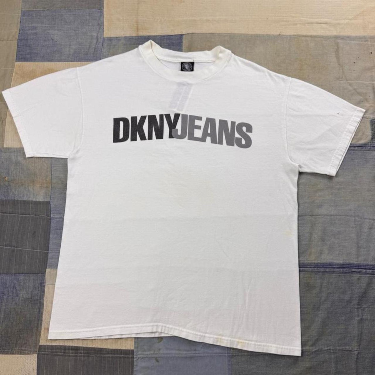 1990s DKNY Jeans Spellout Logo Tee | XL