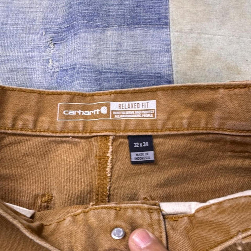 2000s Carhartt Brown Duck Double Knee Carpenter Pants Relaxed Fit | 32x34