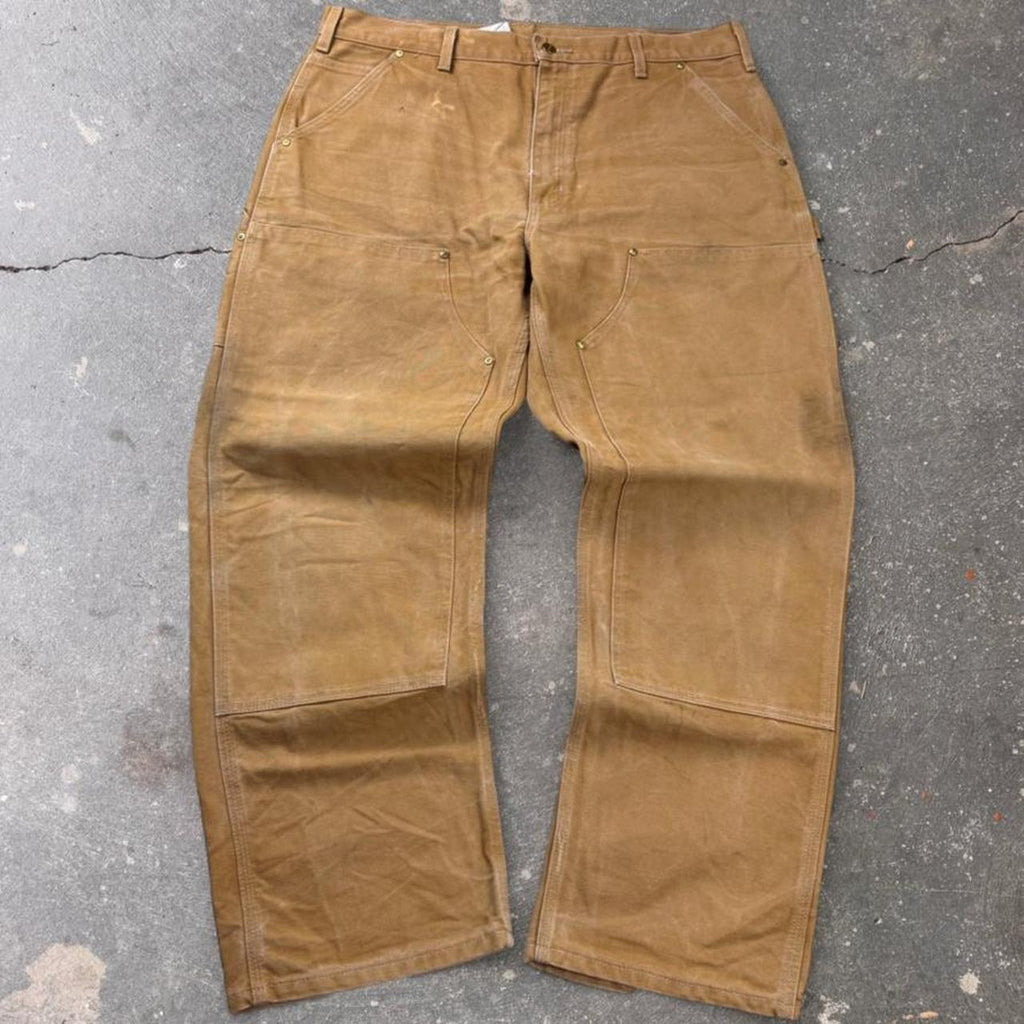 2000s Carhartt tan canvas Double Knee carpenter pants | Size 38x30