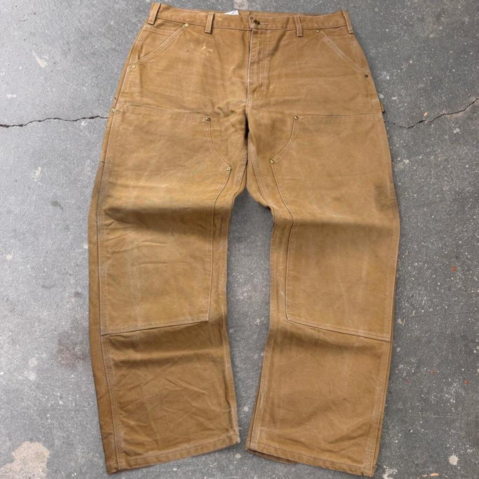 2000s Carhartt tan canvas Double Knee carpenter pants | Size 38x30