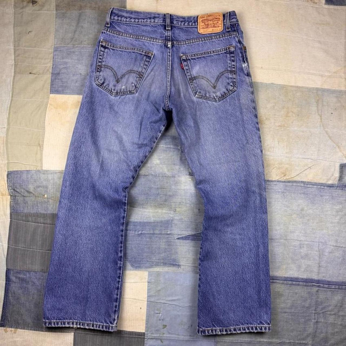 2000s Levi's 517 Boot Cut Distressed Faded Blue Denim Jeans Made in Dominican Republic | 32 x 28.5