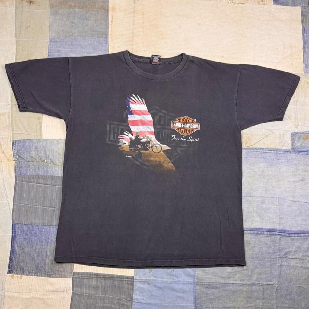 1998 Harley-Davidson Free The Spirit Eagle American Flag Münster Tee | 2XL