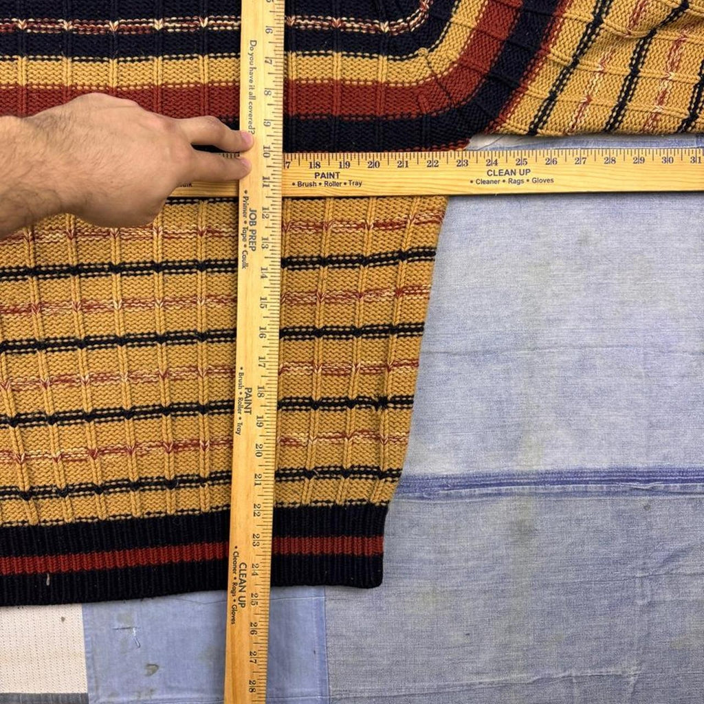 1970s Adrian MacNeil Sportswear Striped Textured Knit Sweater | Large