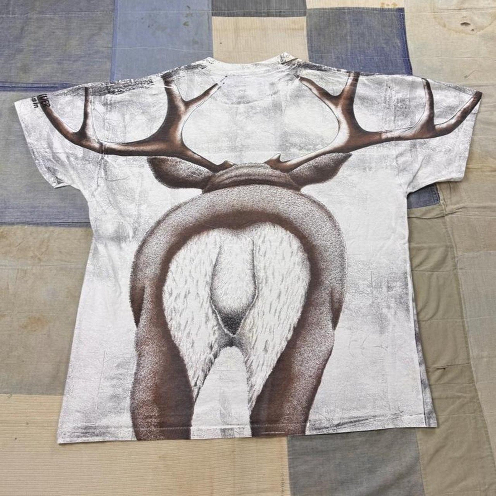 1990s Eagle River Wisconsin Whitetail Deer All Over Print Tee | XL