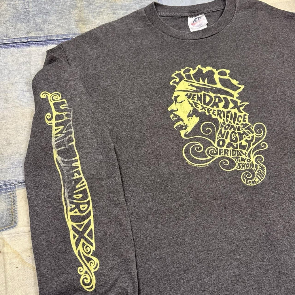 Vintage Jimi Hendrix Experience Long Sleeve Band T Shirt XL Gray Rock USA 90s