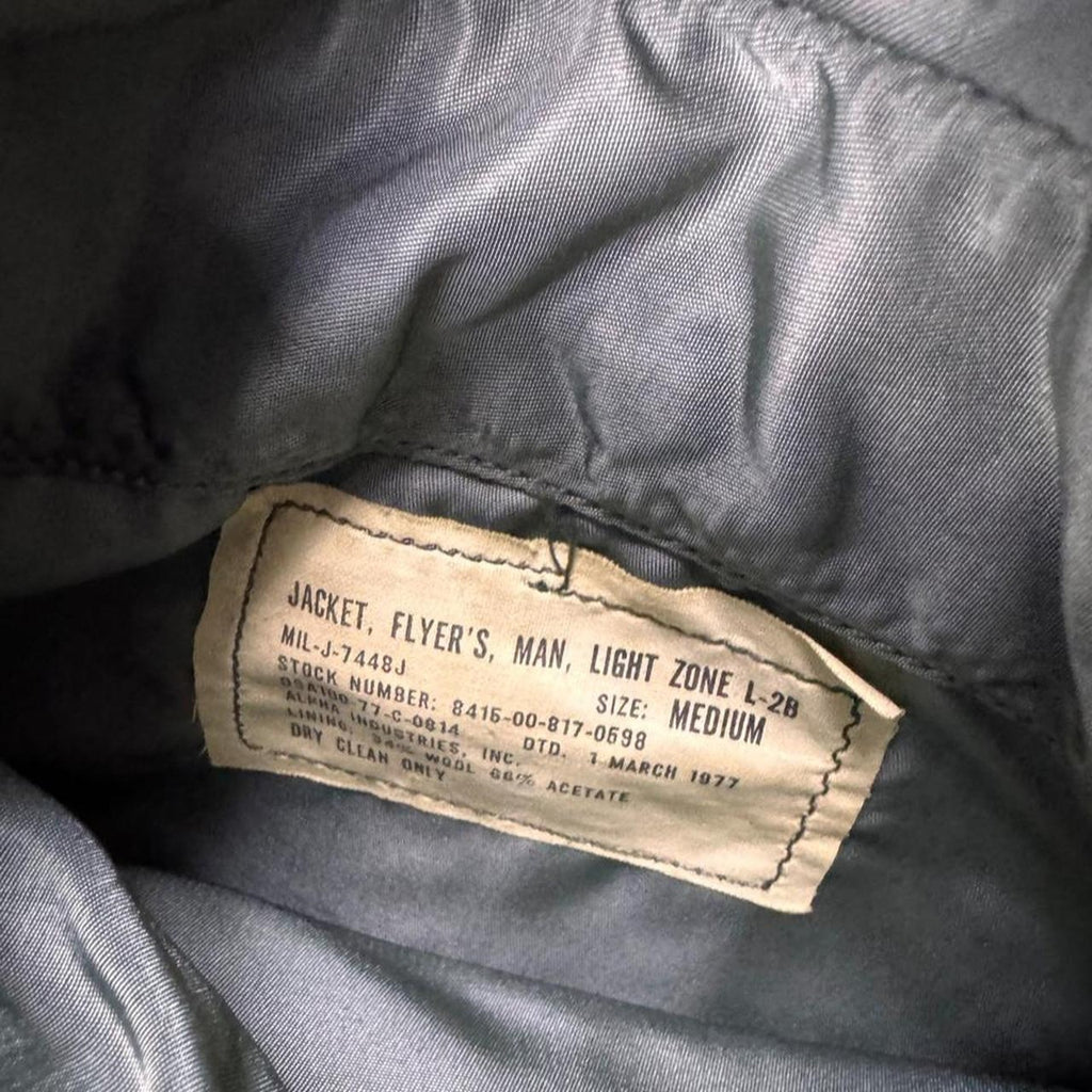 1977 Alpha Industries USAF L-2B Light Zone Flight Jacket | Medium