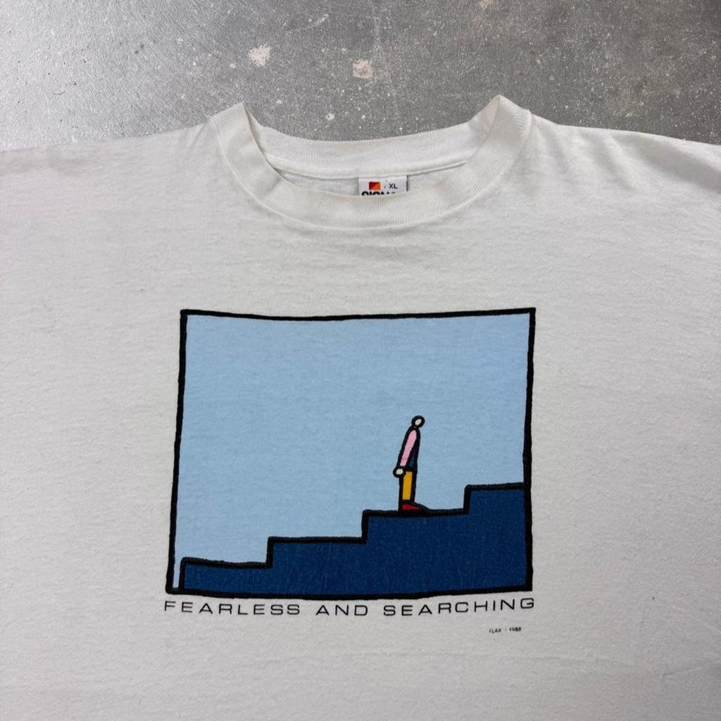 1980s Flax Fearless and Searching Art Graphic Tee | XL