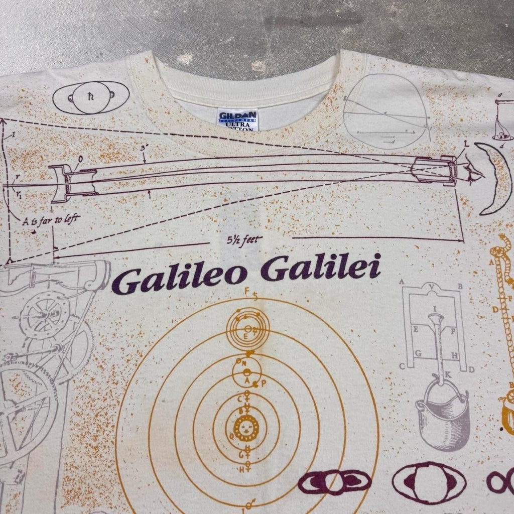 Vintage Galileo Galilei All Over Print Science Astronomy T Shirt Adult XL AOP