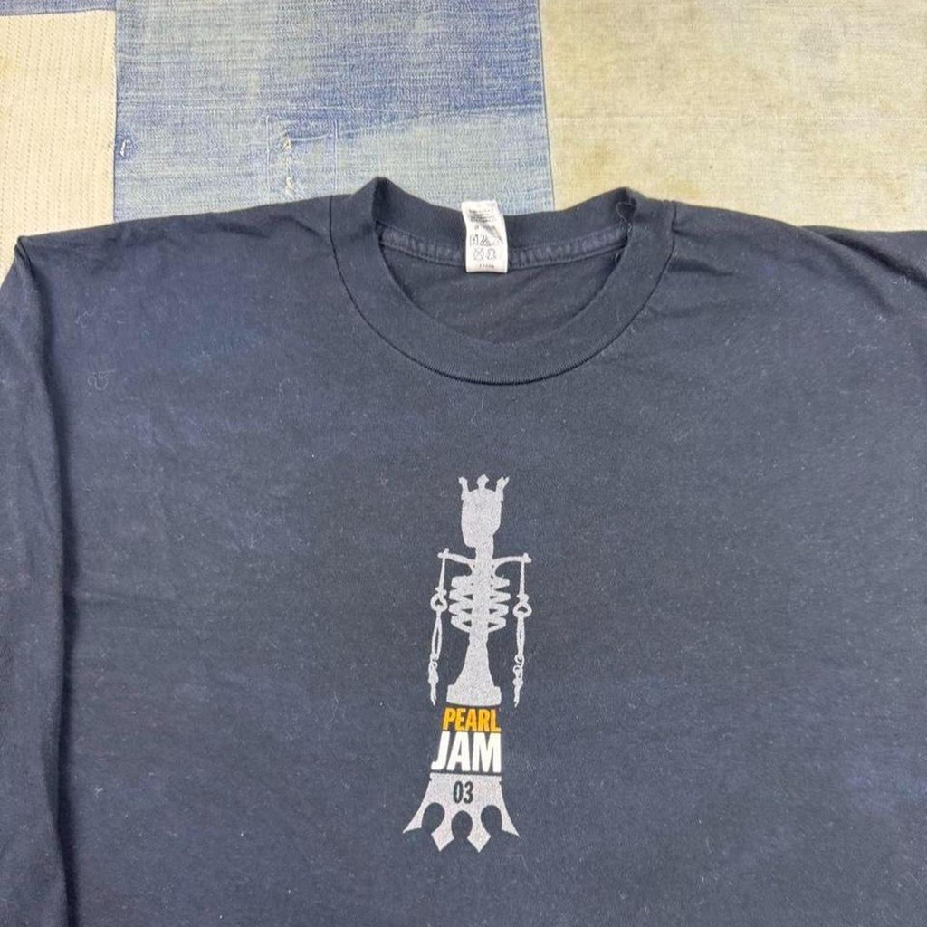 2003 Pearl Jam Skeleton Graphic Faded Black Band Tee | Large