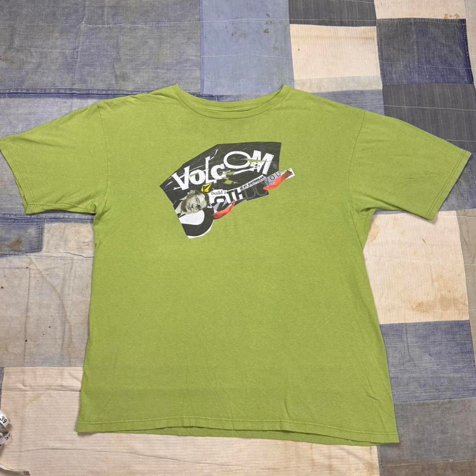 1990s Volcom green surf Tee | XL