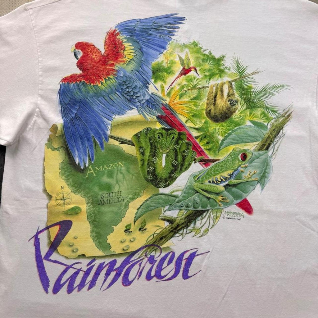 1990s Hanes The Vanishing Rainforest Wildlife Graphic Tee | XL