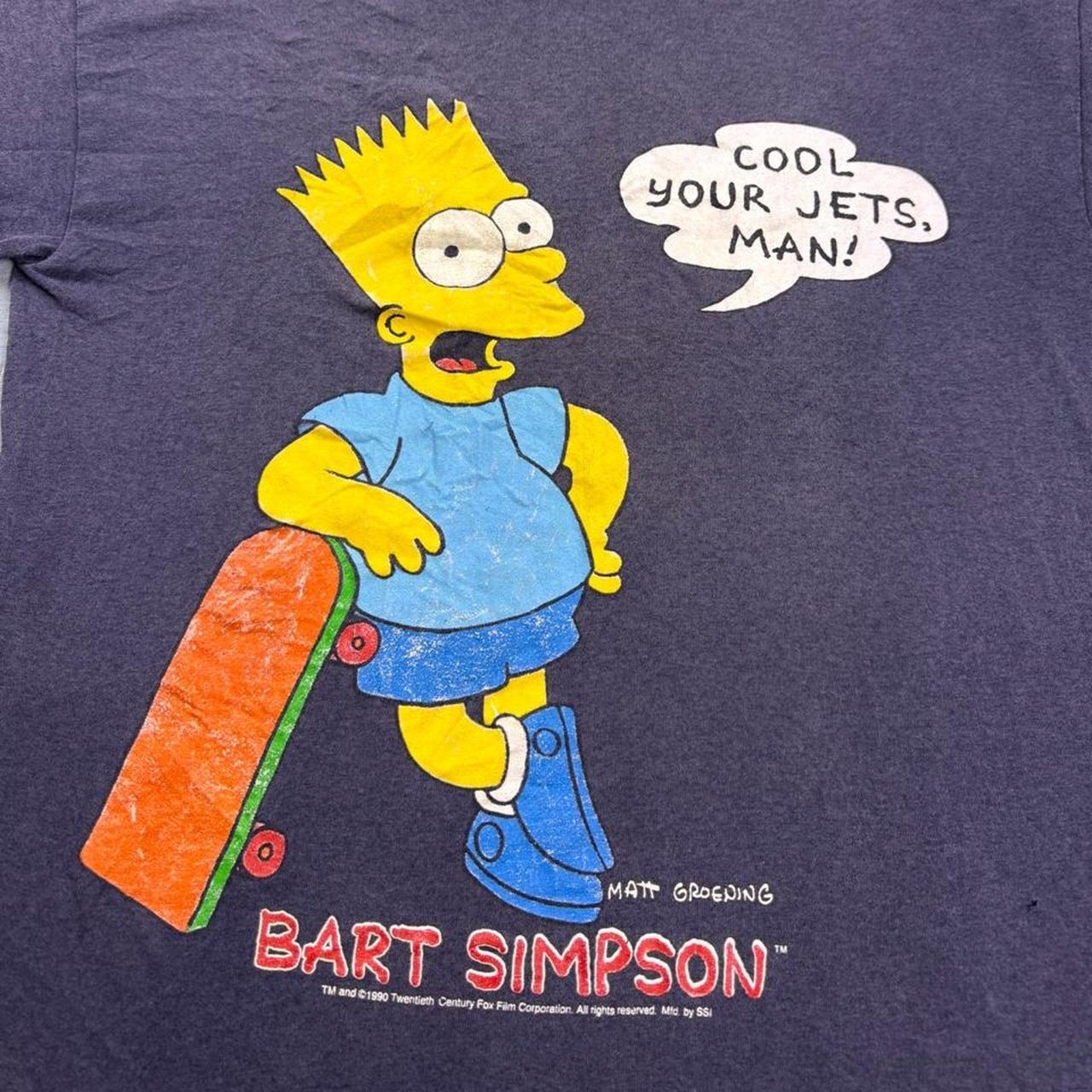 1990 Bart Simpson Cool Your Jets Skateboard Tee | Medium