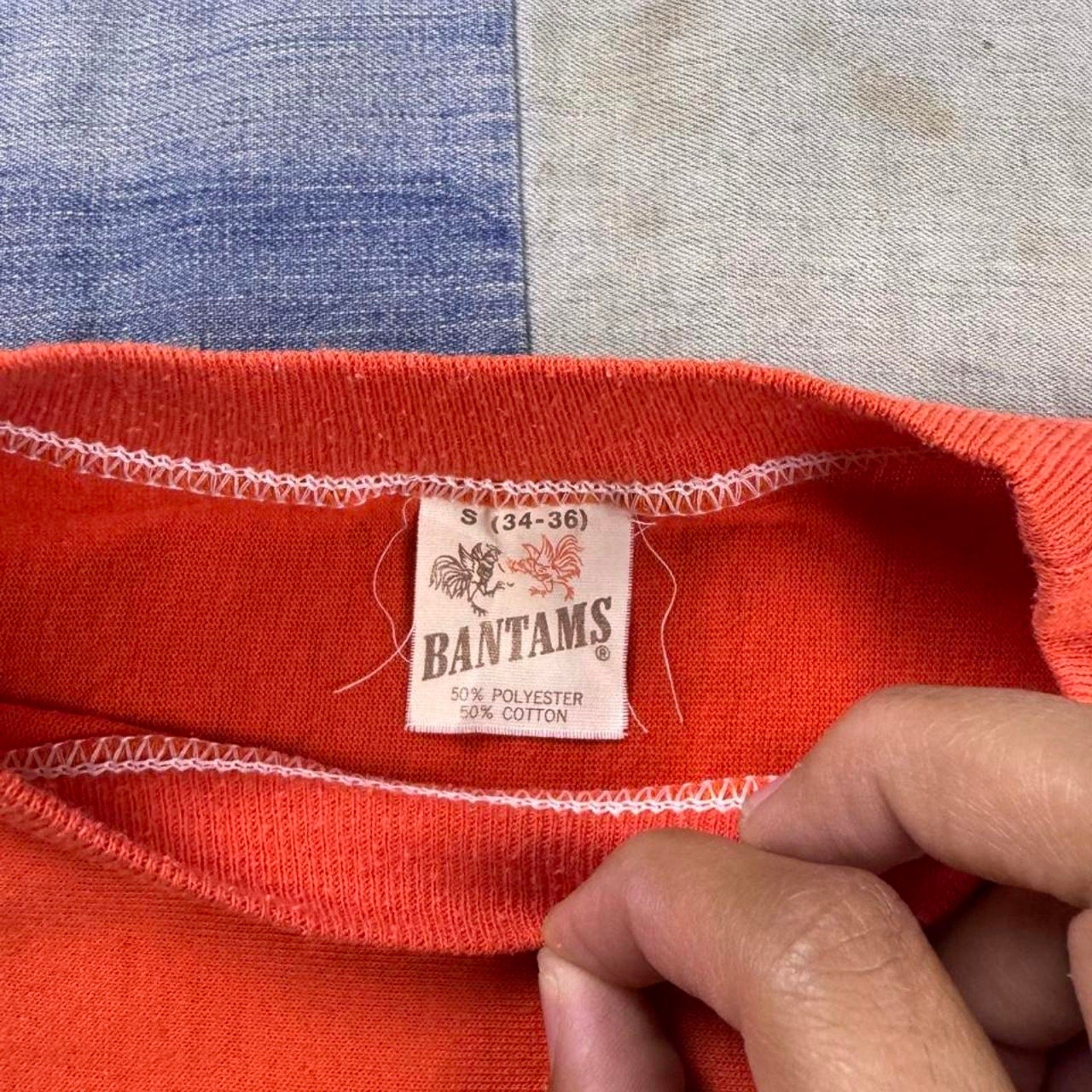 1970s bantams douglass trojans orange tee | Small