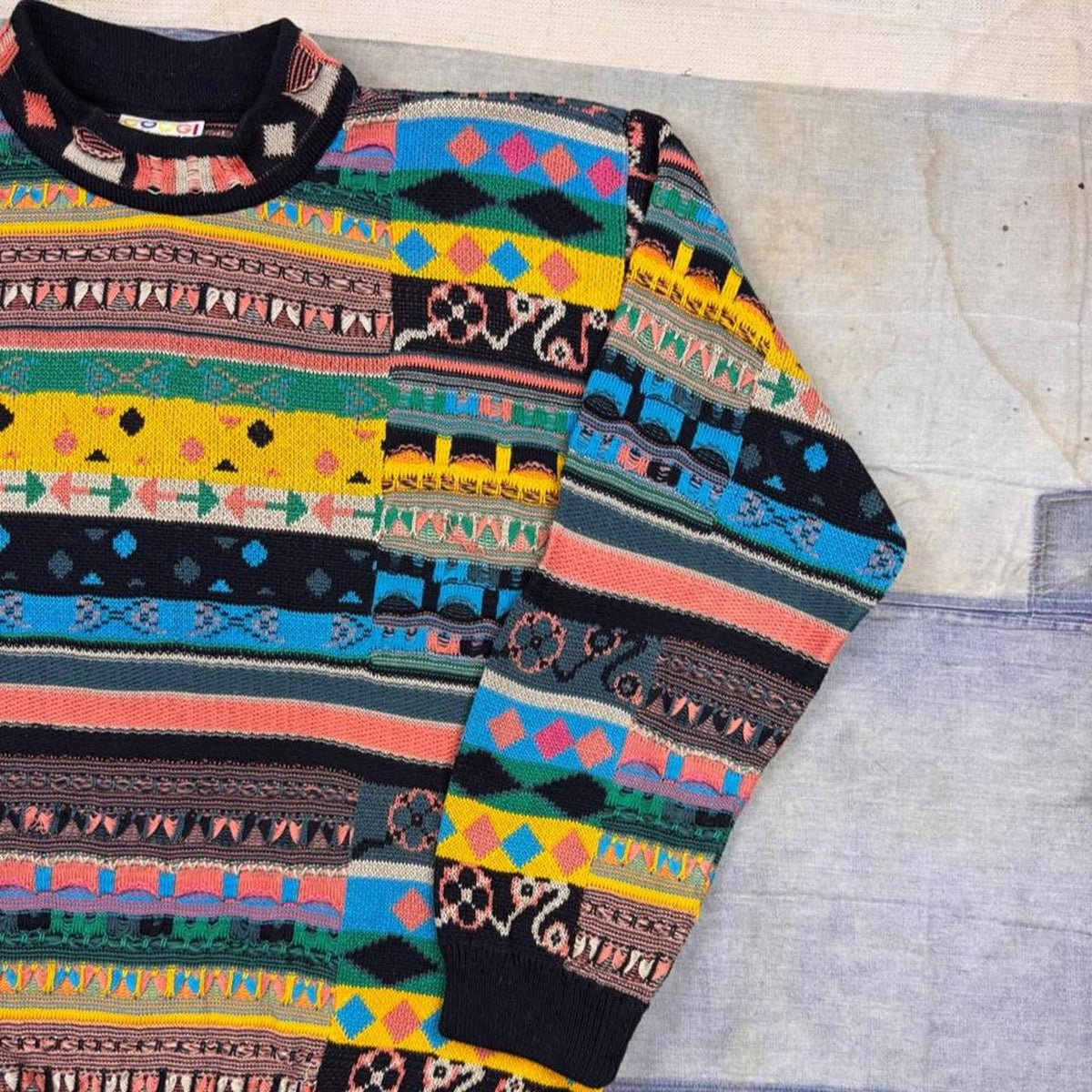 1990s Authentic Coogi Australia Sweater Multicolor Knit Made in Australia | M