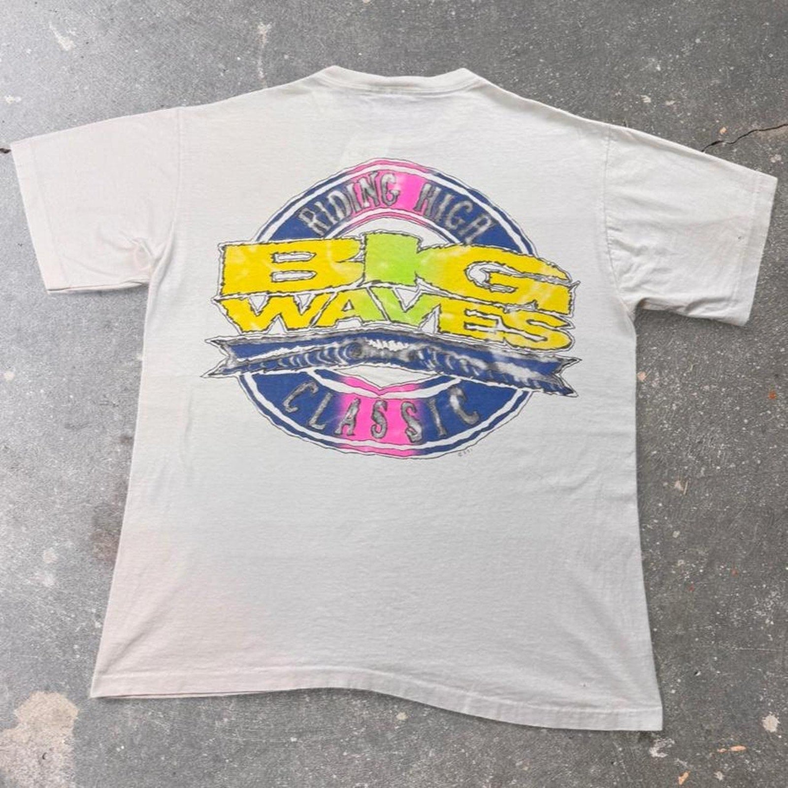 1990s Big Waves Riding High Classic Surf Tee | XL