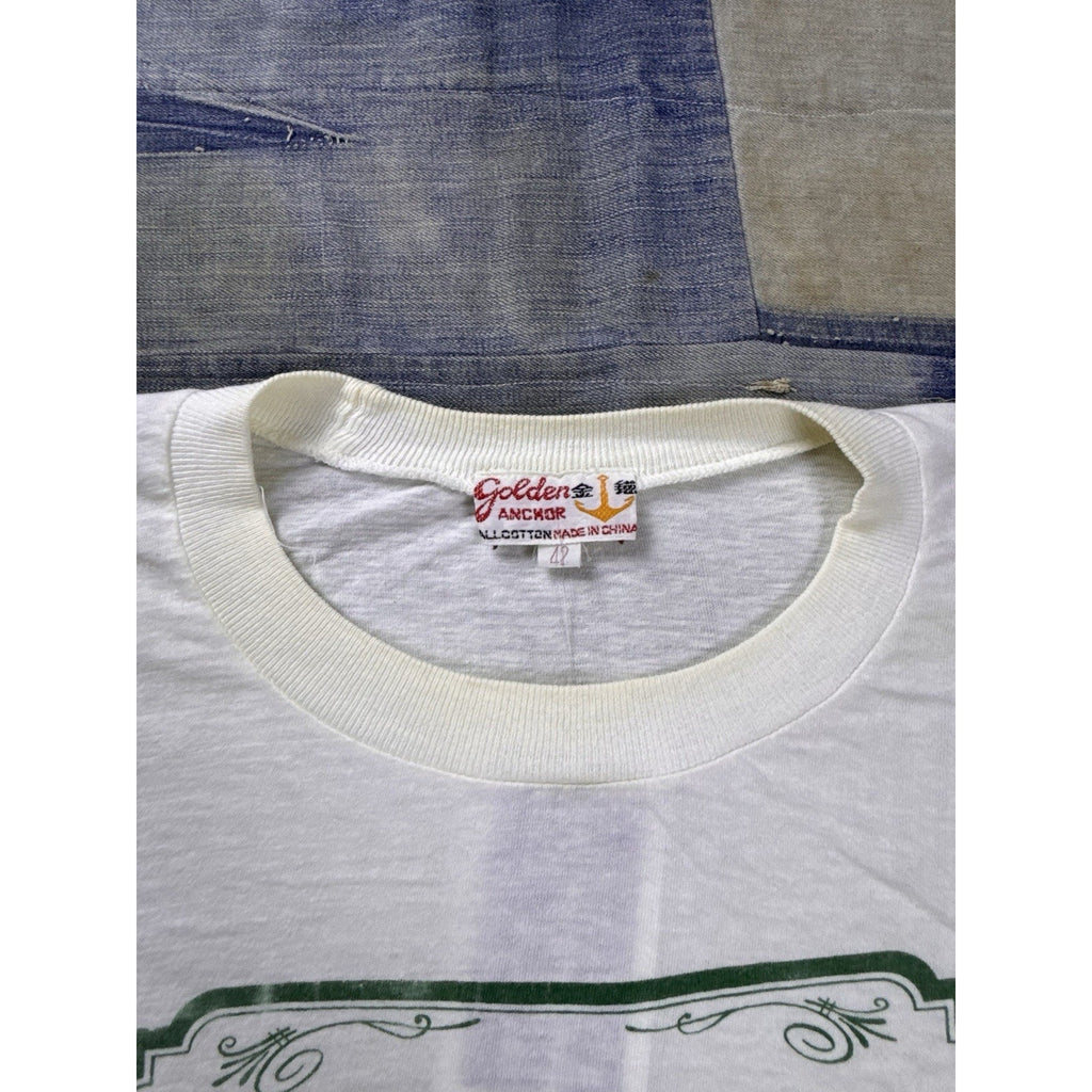 Smoke Marijuana Vintage 90s Graphic T Shirt White Golden Anchor Large Cozumel