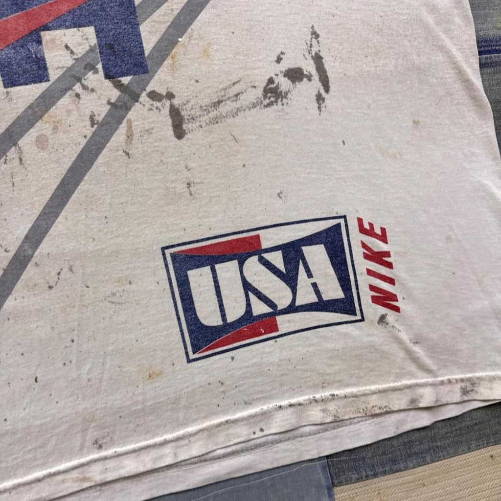 1990s Nike USA Swoosh All-Over Boot Graphic Tee | Large