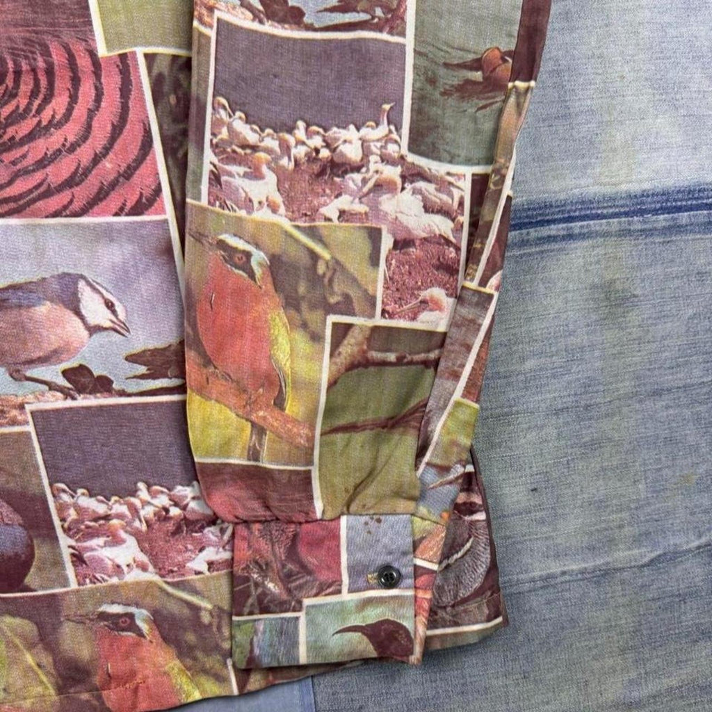 1970s Piccini Bird Photo Collage Novelty Disco Shirt | Medium
