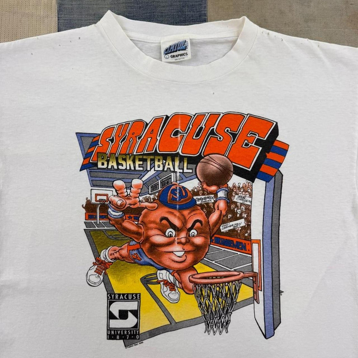 1989 Syracuse Orangemen Basketball Mascot Graphic Tee | Large