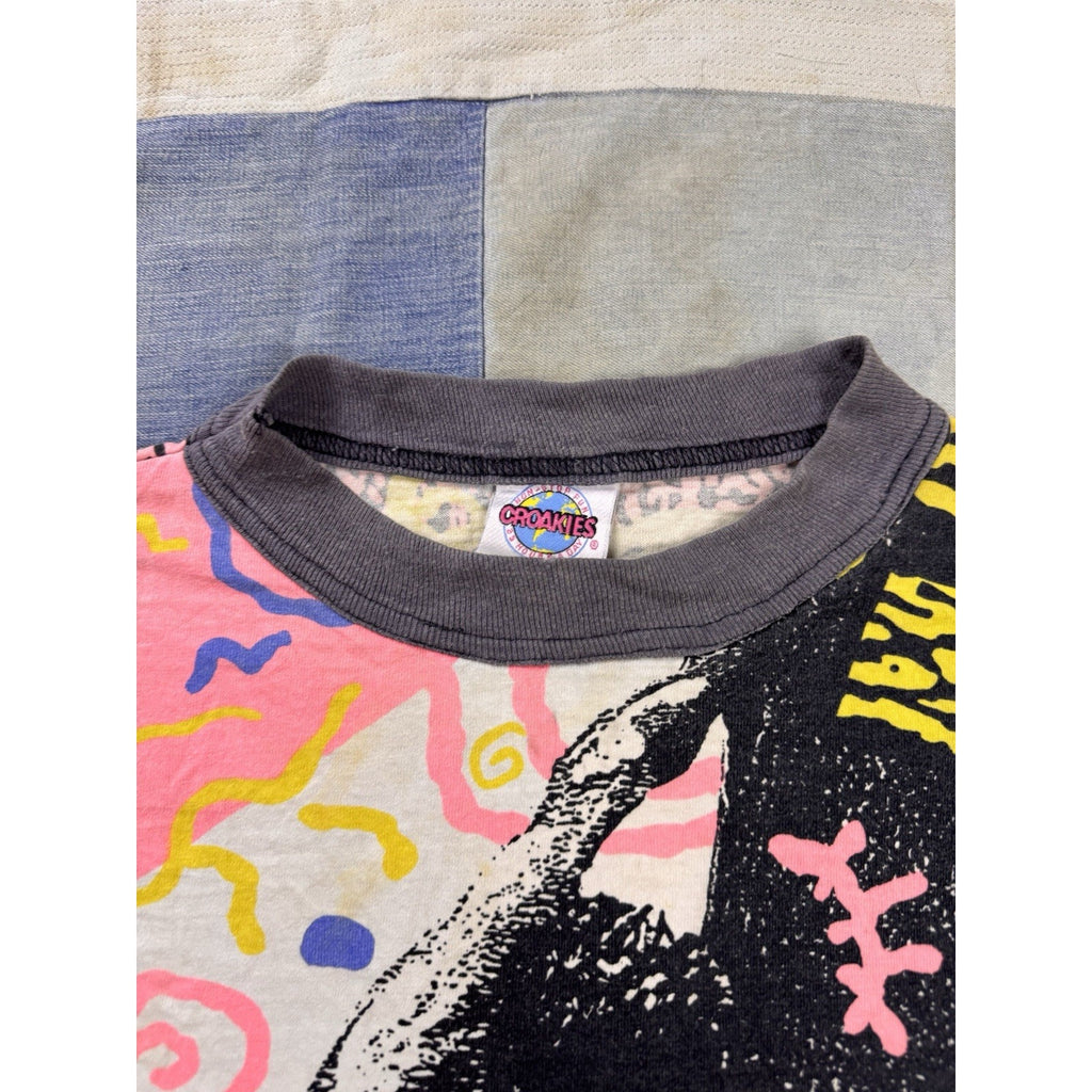 Vintage 90s Croakies All Over Print Graphic T Shirt USA Rock Climbing Mens M