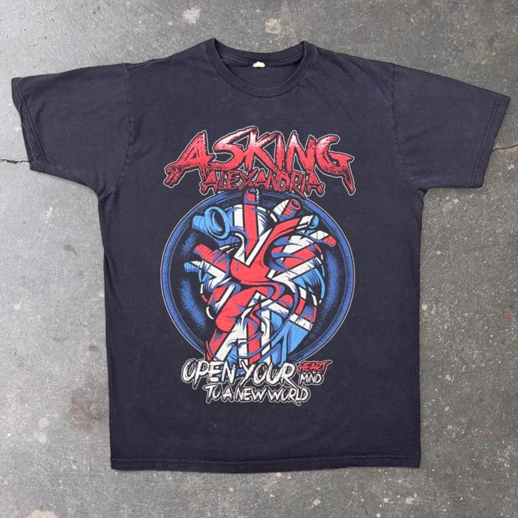 2010s Asking Alexandria Open Your Heart Mind Band Tee Black | Large