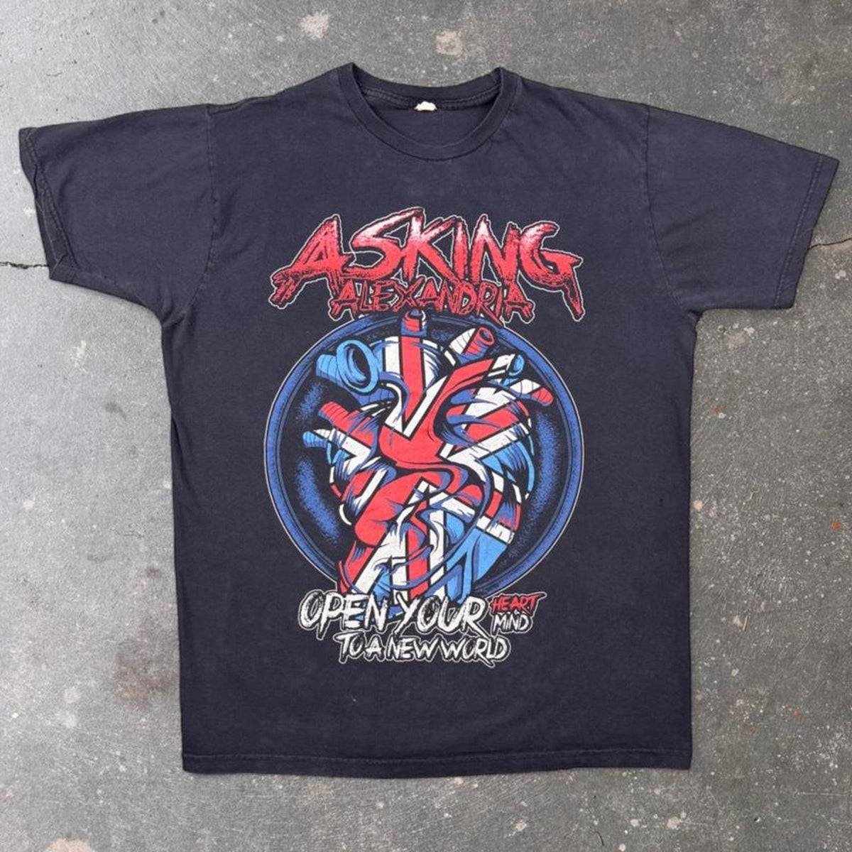 2010s Asking Alexandria Open Your Heart Mind Band Tee Black | Large