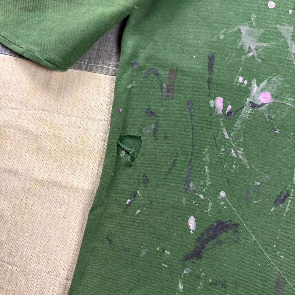 1990s Signal Sports forest green paint splatter longsleeve | XL