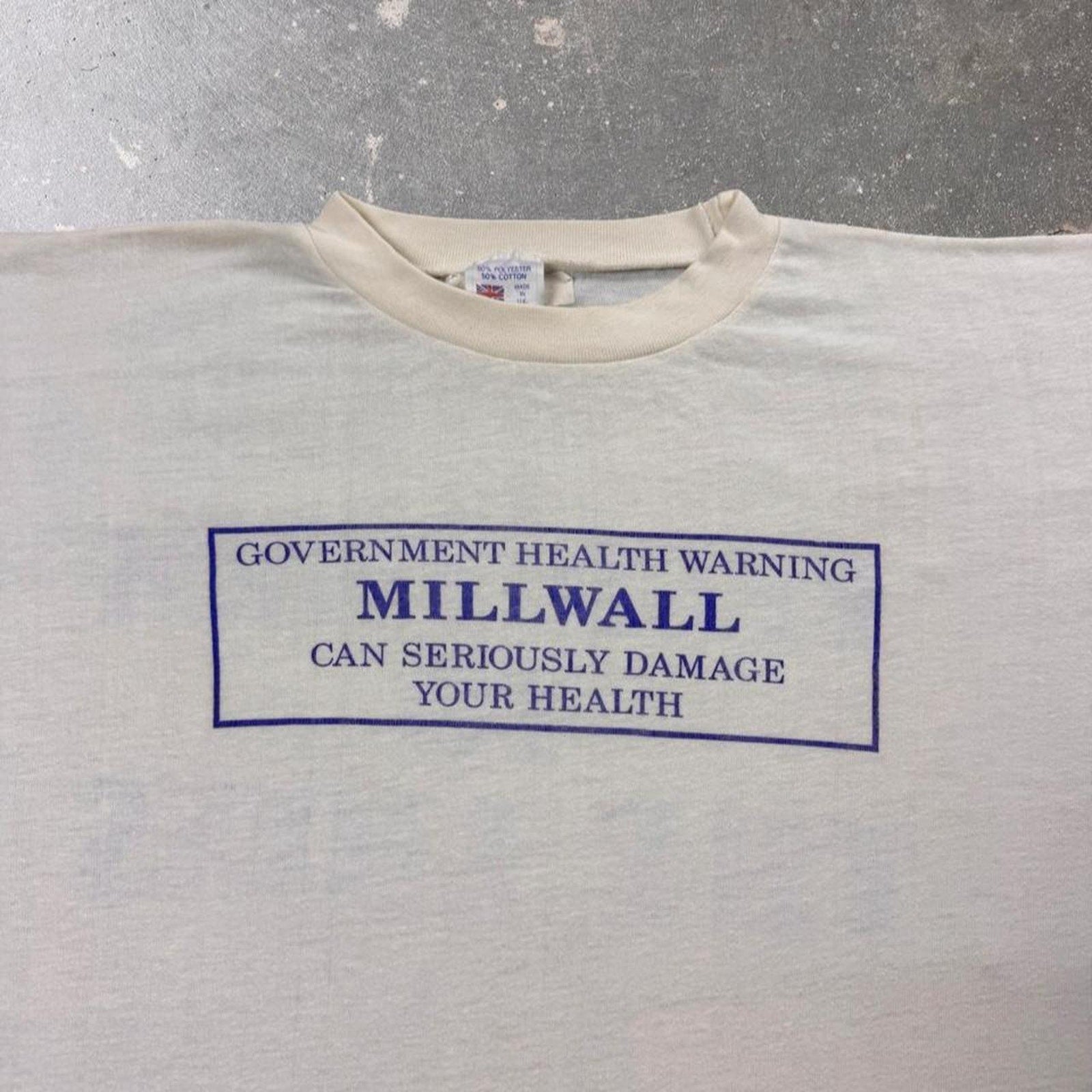 1980s Millwall Government Health Warning Football Tee | Large