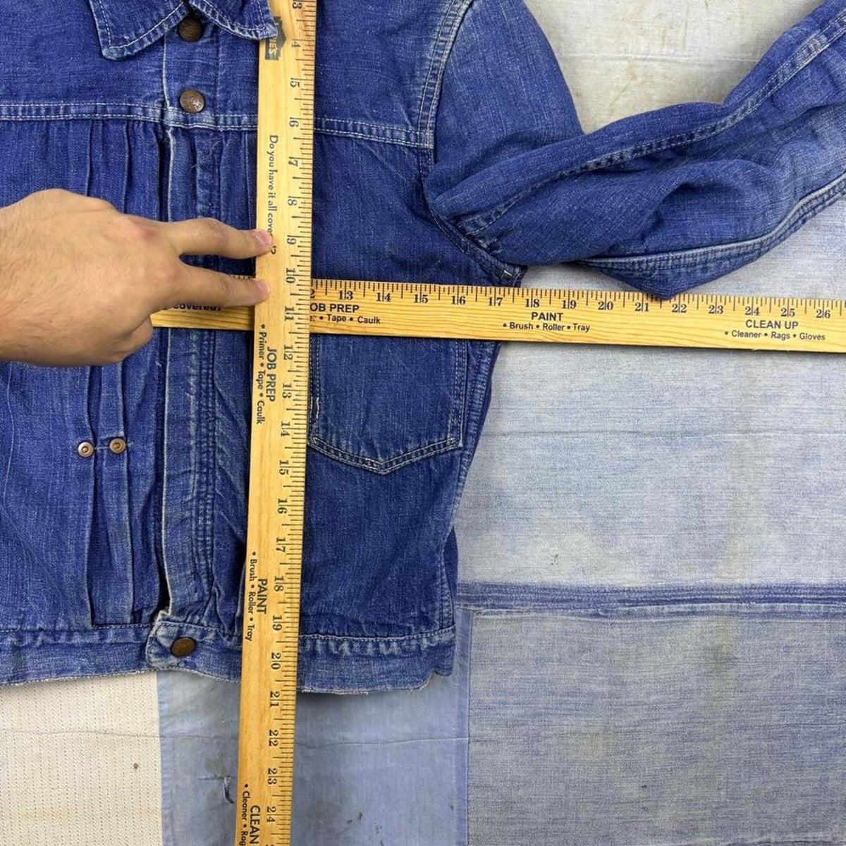 1950s Circle Ranch Blanket Lined Pleated Denim Jacket Riveted Workwear 17.5x21