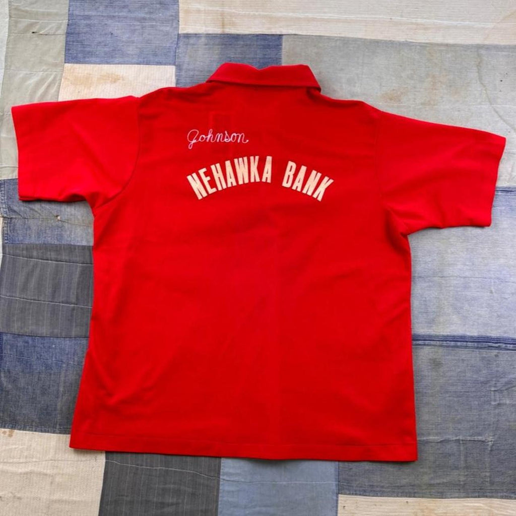 1970s Nehawka Bank Chain Stitch Bowling Shirt | Large