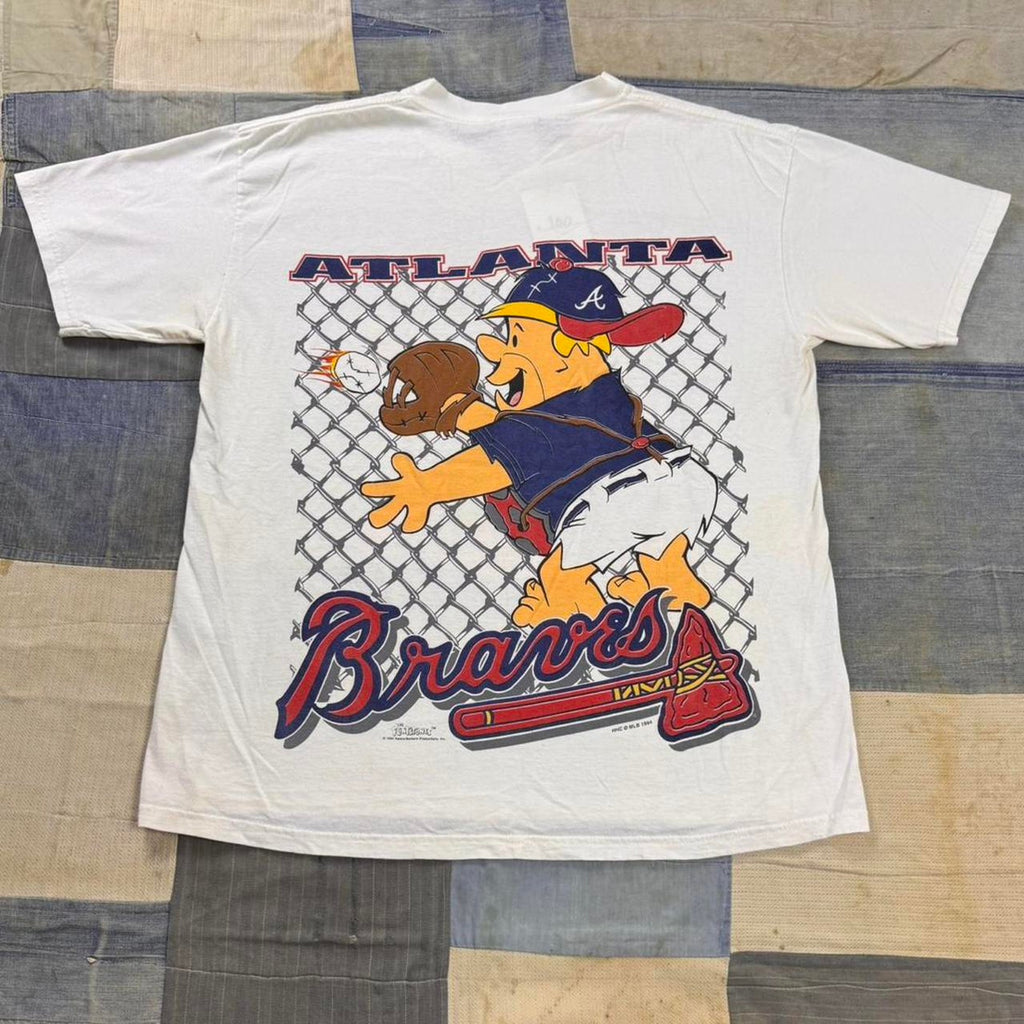 1994 Atlanta Braves Fred Flintstones cartoon tee with cartoon baseball Size L