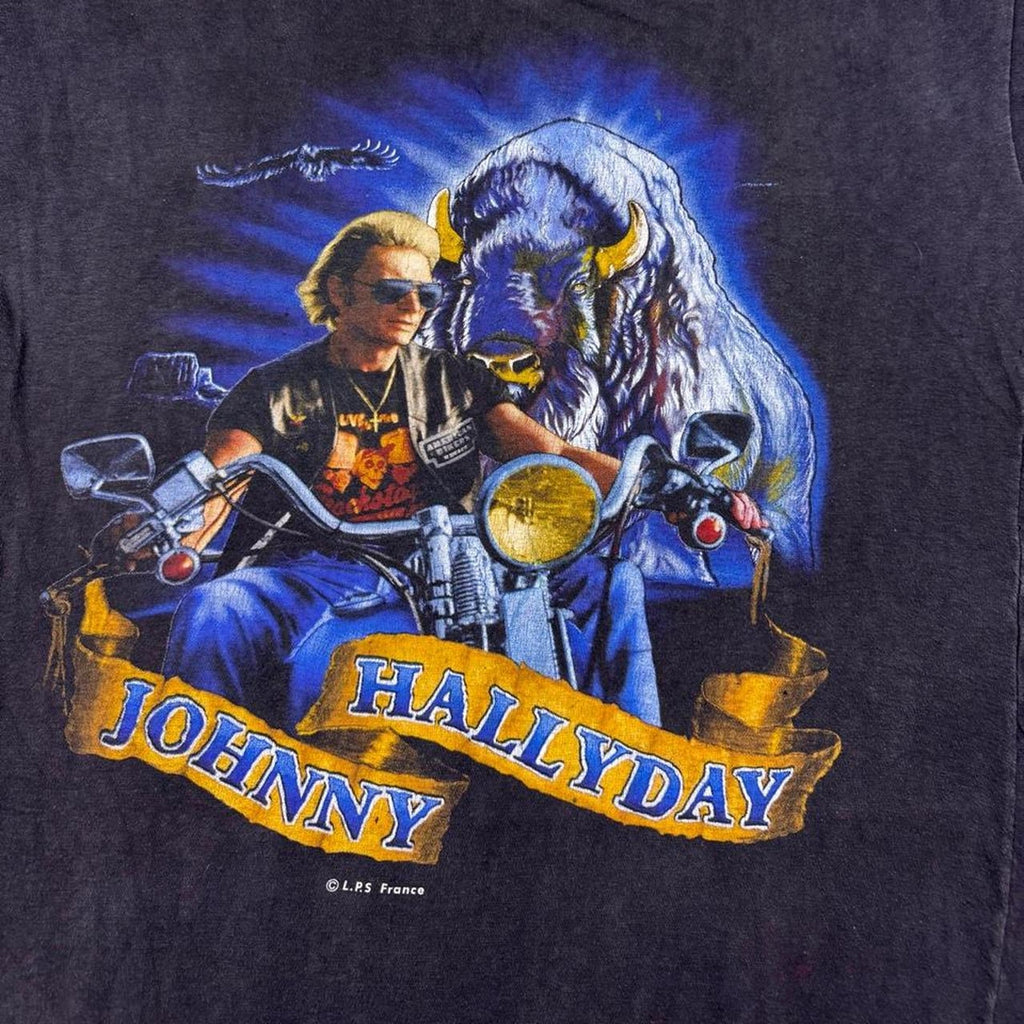 1990s Johnny Hallyday Biker Buffalo Tee | M