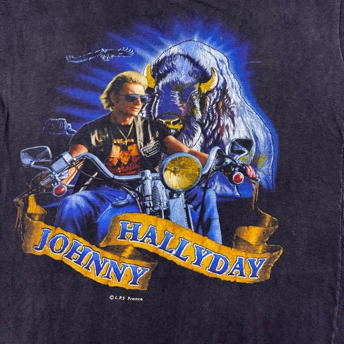 1990s Johnny Hallyday Biker Buffalo Tee | M