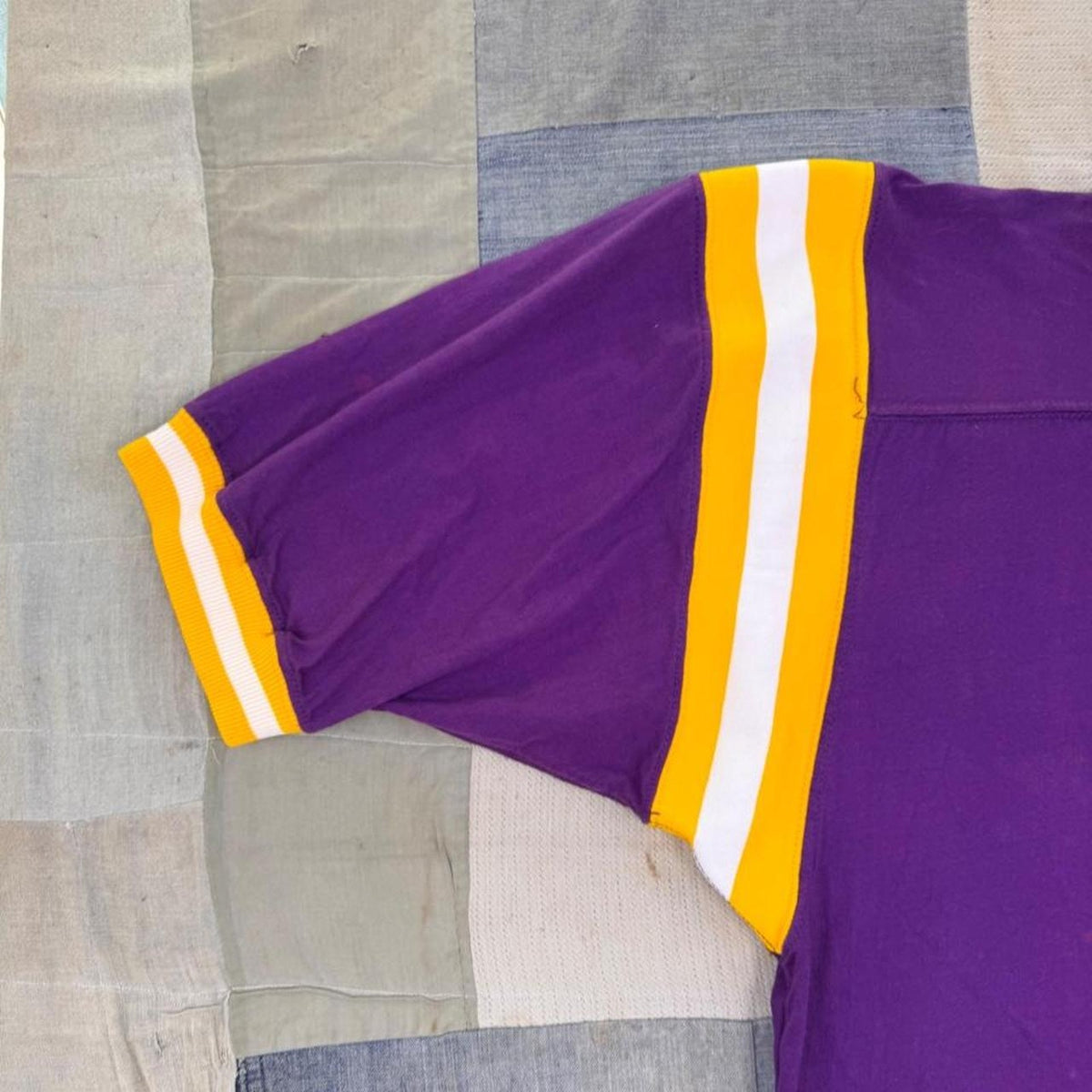 1970s Russell Athletic Purple Gold Football Jersey Tee Made in USA XL