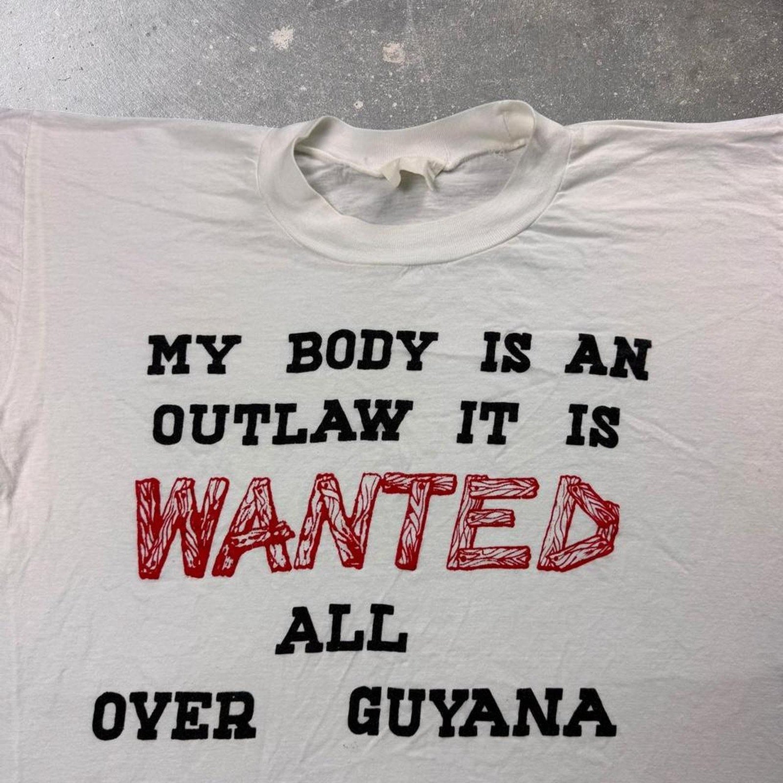 1990s Guyana “My Body Is an Outlaw” Wanted Graphic Tee | Large