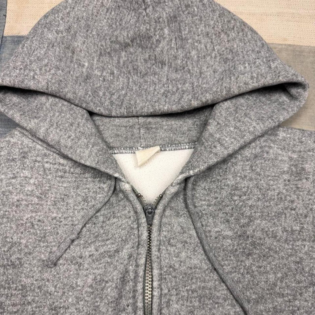 1970s Heather Grey Zip Up Hoodie | XL