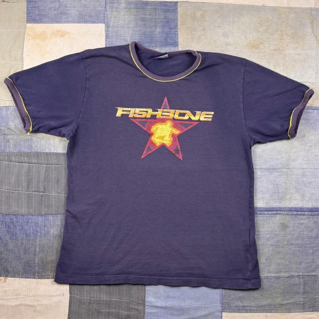 2000s Fishbone Logo Star Graphic Band Tee Ringer Shirt | Large