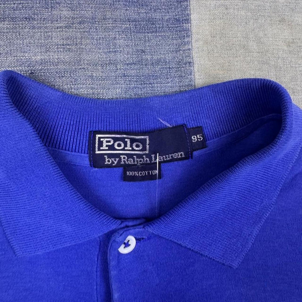 1990s Polo Ralph Lauren 95 Striped Long Sleeve Polo Shirt Blue Red White | 95