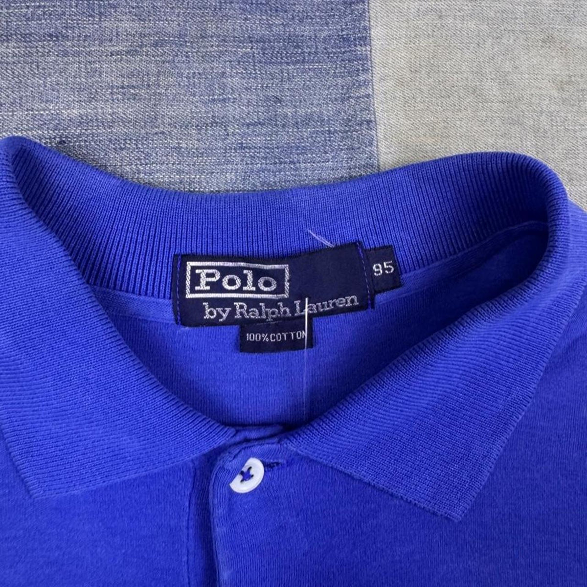 1990s Polo Ralph Lauren 95 Striped Long Sleeve Polo Shirt Blue Red White | 95