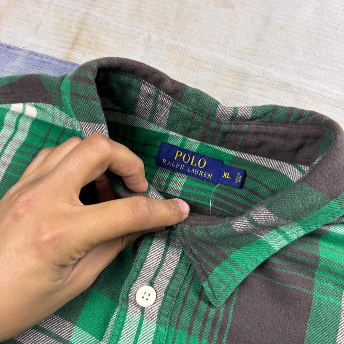 2000s Polo Ralph Lauren Green Plaid Flannel Work Shirt | XL